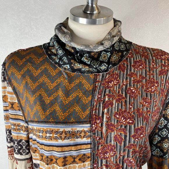 Sundance sz L Patchwork Turtleneck-ish Top - Picture 2 of 11